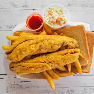 Fish Sandwich, Whiting/Trout /Perch  with Fries.